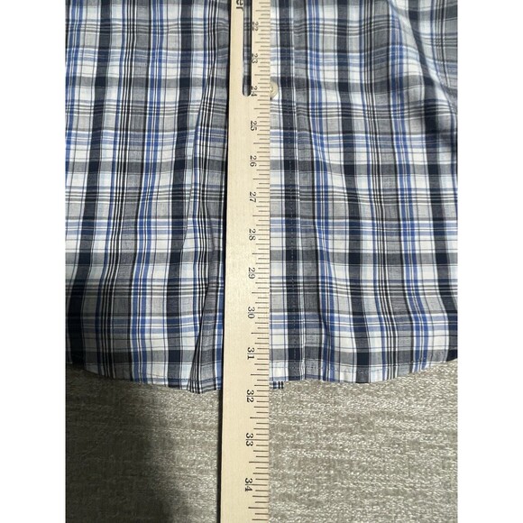 Puritan Shirt Men’s Extra Large Button Down Short Sleeve Blue Plaid - Picture 8 of 10